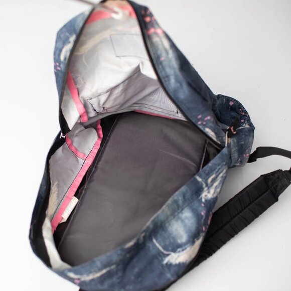 JanSport Backpack Distressed Denim Paint Splatter Print T501 Blue/Pink - Picture 9 of 9